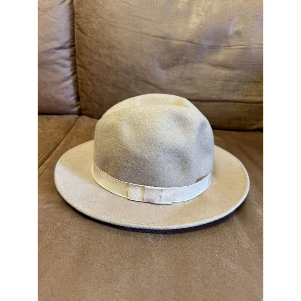 1960s-1980s Vintage Tally Ho Beige Wool Felt Fedora Hat